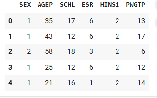 Census DataFrame Sample